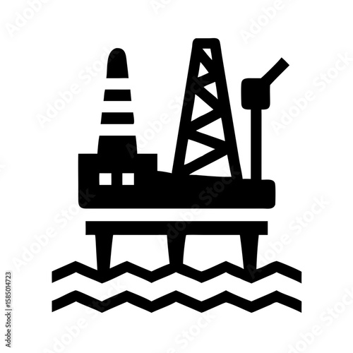 offshore oil platform icon in minimalist line art design