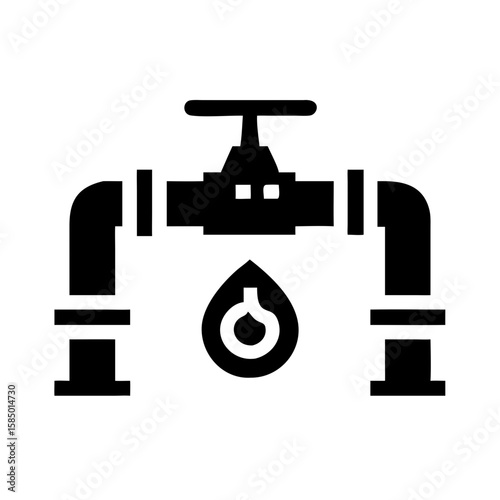 oil pipeline system icon in minimalist line art design