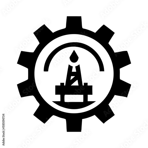 oil production management system icon in minimalist line art design