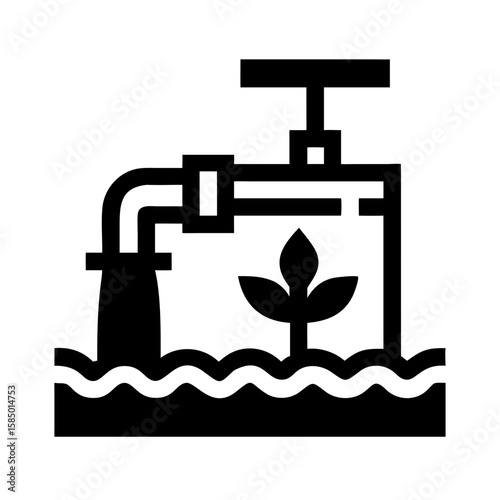 water injection plant icon in minimalist line art design