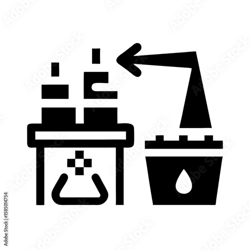 waste disposal system in the oil production proces icon in minimalist line art design