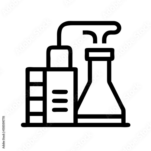 chemical plant icon in minimalist line art design