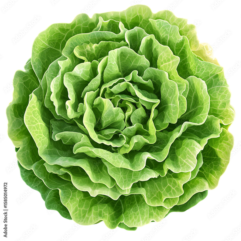 Obraz premium Fresh, organic green cabbage head, isolated on white, a healthy leafy vegetable perfect for salads