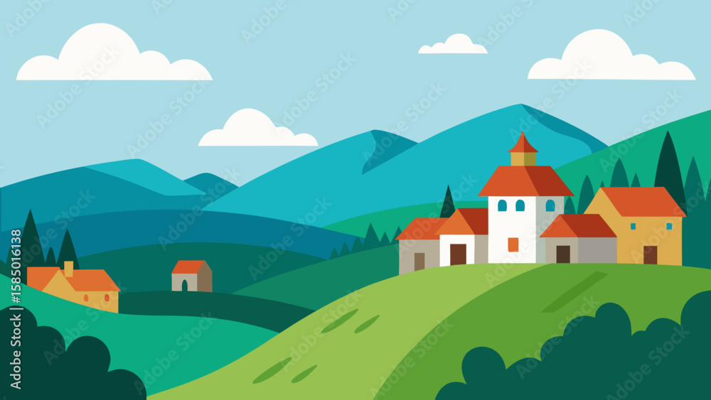 Naklejka premium vector illustration of a castle