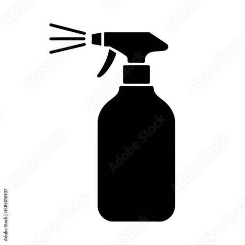 Black spray bottle with mist liquid