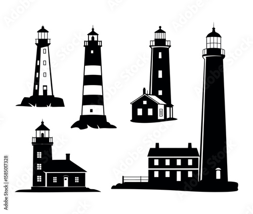 Diverse Lighthouses Coastal Structures beacon maritime