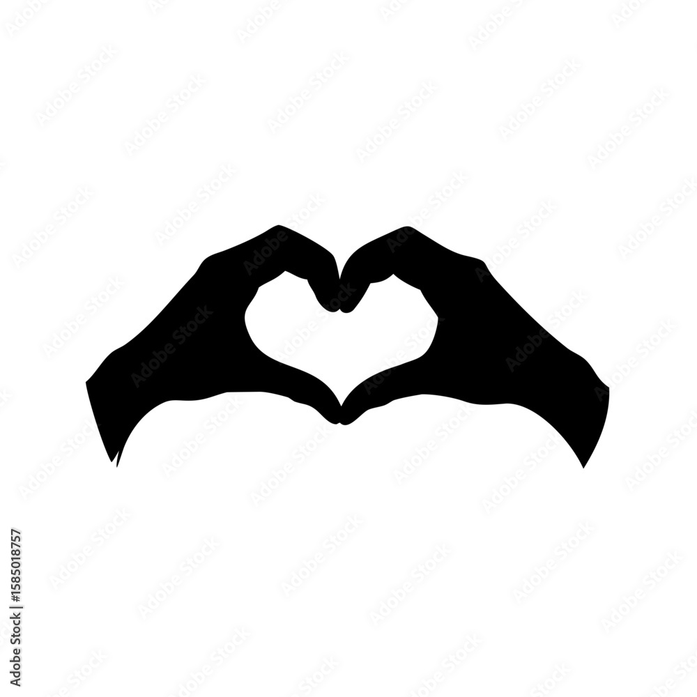 Fototapeta premium Hands Forming Heart Symbol Silhouette