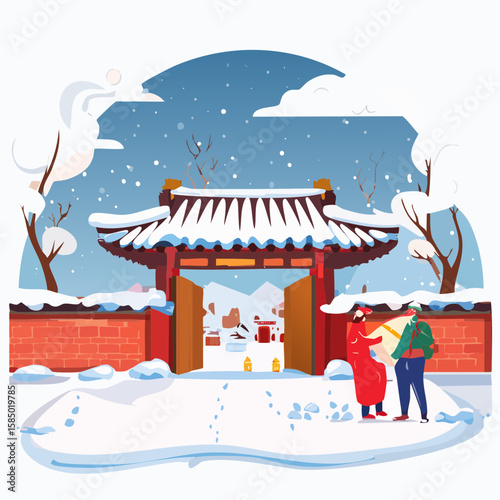 winter landscape with house