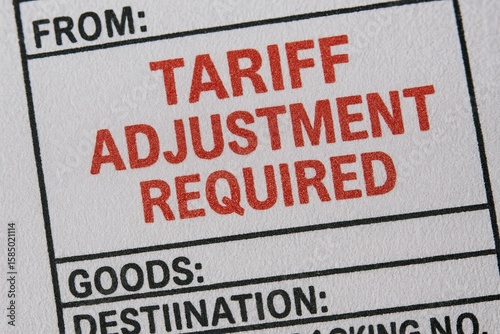 A tariff dispute can strain international trade relations. A close-up of a document indicating a need for tariff changes on goods.