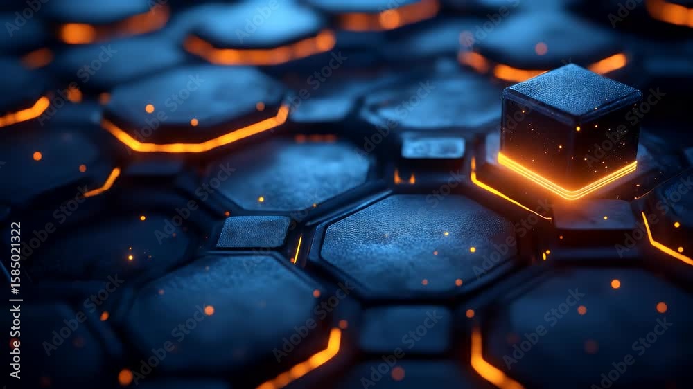 Glowing cube on hexagonal grid (3)
