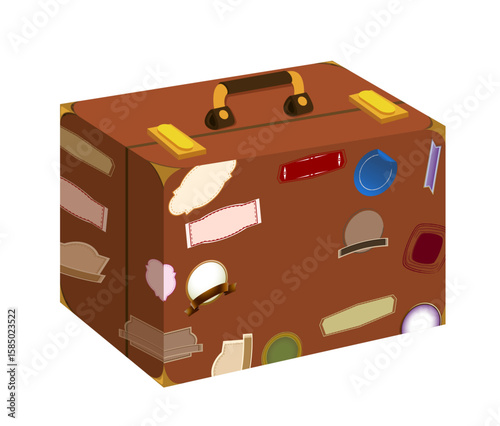 Vintage Suitcase: A classic, worn brown suitcase adorned with travel stickers, symbolizing wanderlust and a journey of exploration.
