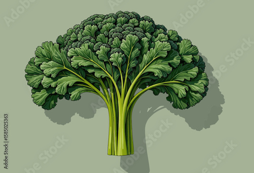 Broccoli illustration on green background showcasing fresh vegetables  