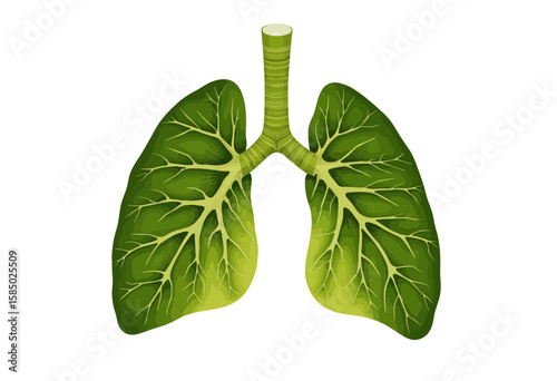 Green lungs illustration depicting respiratory system and nature  