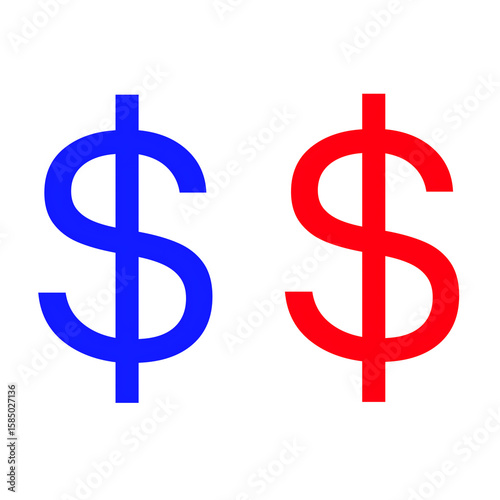 red and blue dollar sign