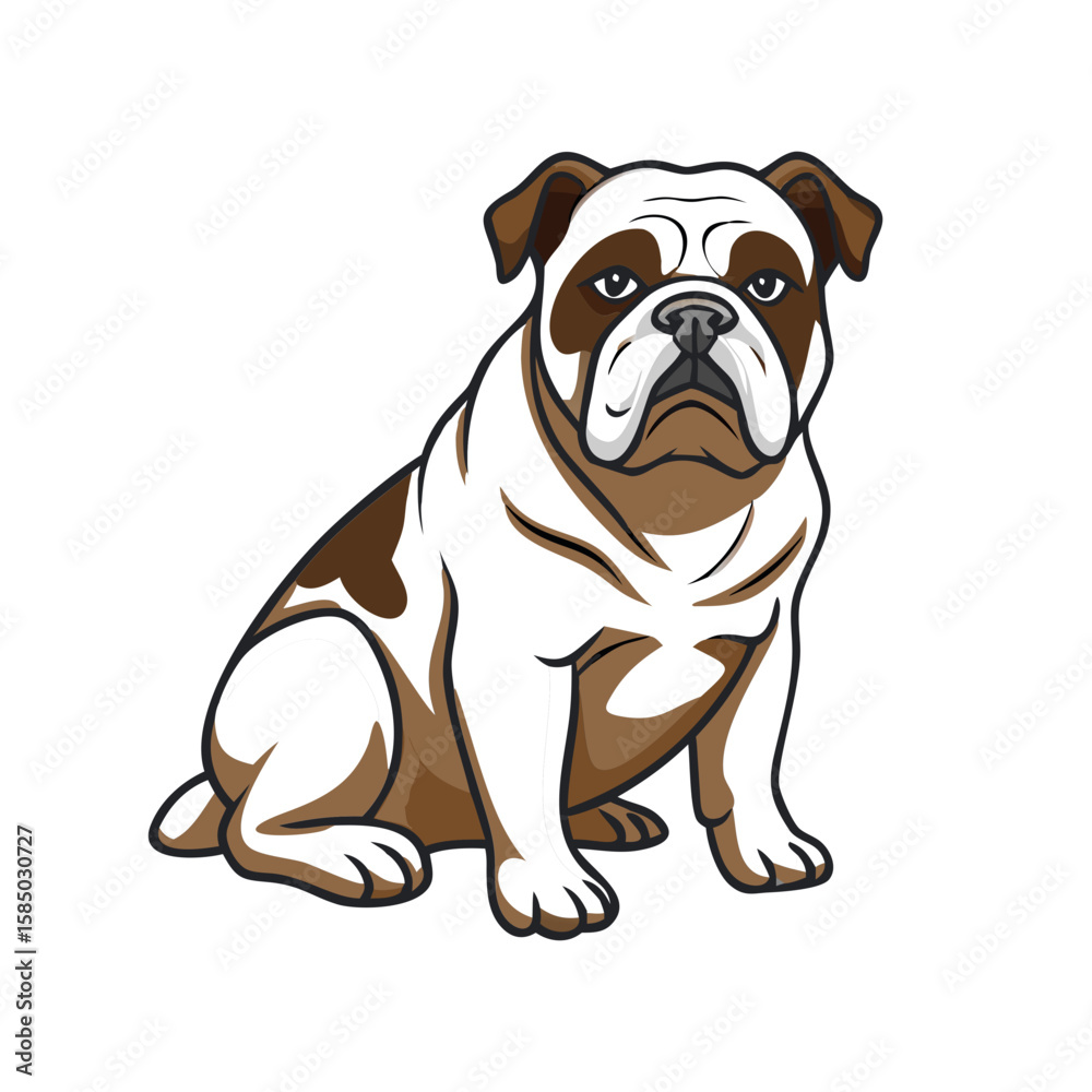 Fototapeta premium Bulldog sitting on white background 
