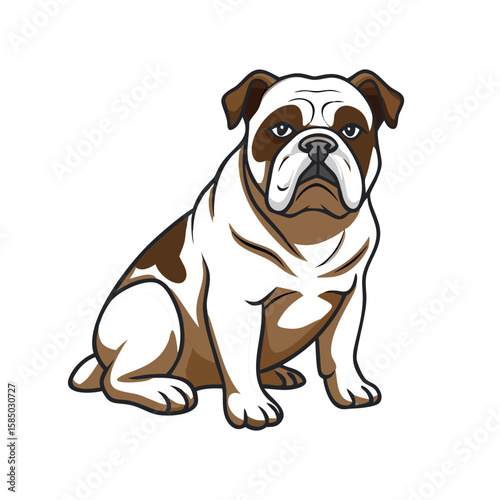 Bulldog sitting on white background  