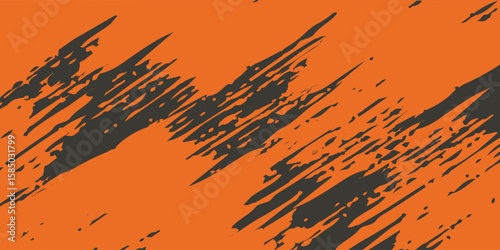 Grey and orange abstract background with brush stroke and halftone style. vector illustration eps10