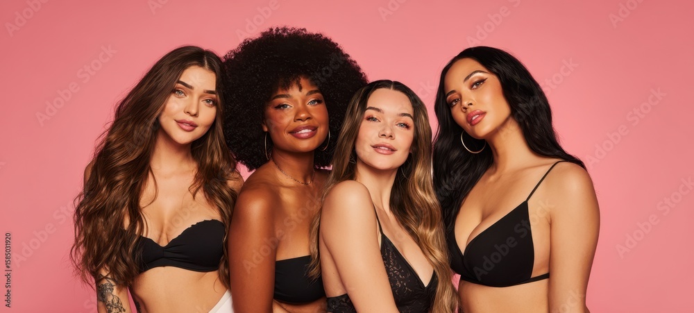 Fototapeta premium The vibrant group of diverse models celebrating beauty and confidence together.