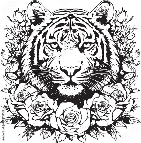 Powerful wildcat tiger head vector illustration for striking logo or tattoo design