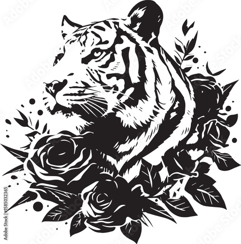 Tribal tiger head vector illustration for wild animal tattoo design