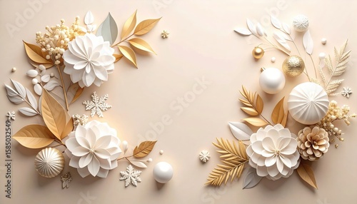 Elegant floral arrangement with gold accents for celebratory events minimalist style creative decor studio environment overhead view for visual appeal