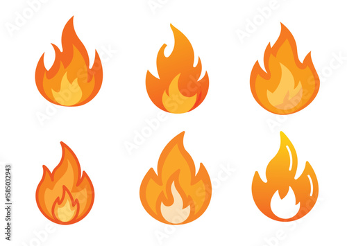 Orange Fire Flame Vector, Fire Flame Icon Set