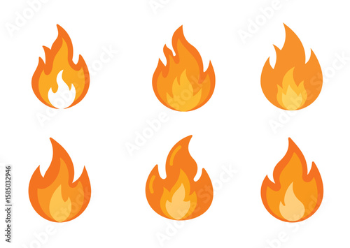 Orange Fire Flame Vector, Fire Flame Icon Set