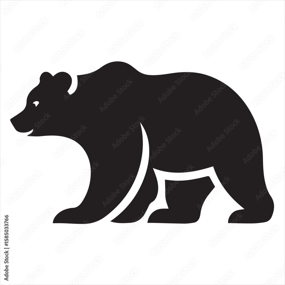 Obraz premium Silhouette Style Vector Bear Logo Design – Wild Animal Icon for Outdoor Adventure Branding, Wildlife Conservation, Camping Graphics, Rustic Apparel Prints, Nature-Themed Products, and Mascot Concepts