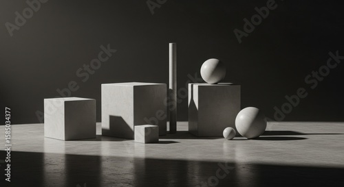 Abstract Still Life with Minimalist Geometric Shapes