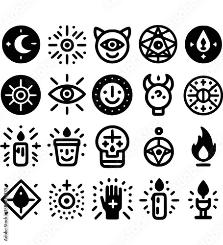 Okkulte Zeichen Asmodeus & Symbole als Vektor-Icons - 1