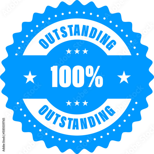 Outstanding achievement vector stamp. 100 percent perfect attendance vector stamp