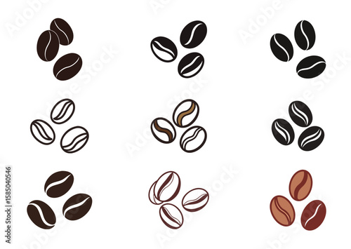Coffee bean Vector, Coffee bean Icon Set