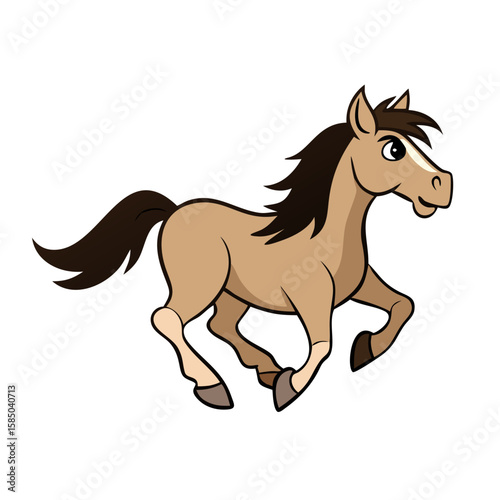 Beautiful cartoon horse running 