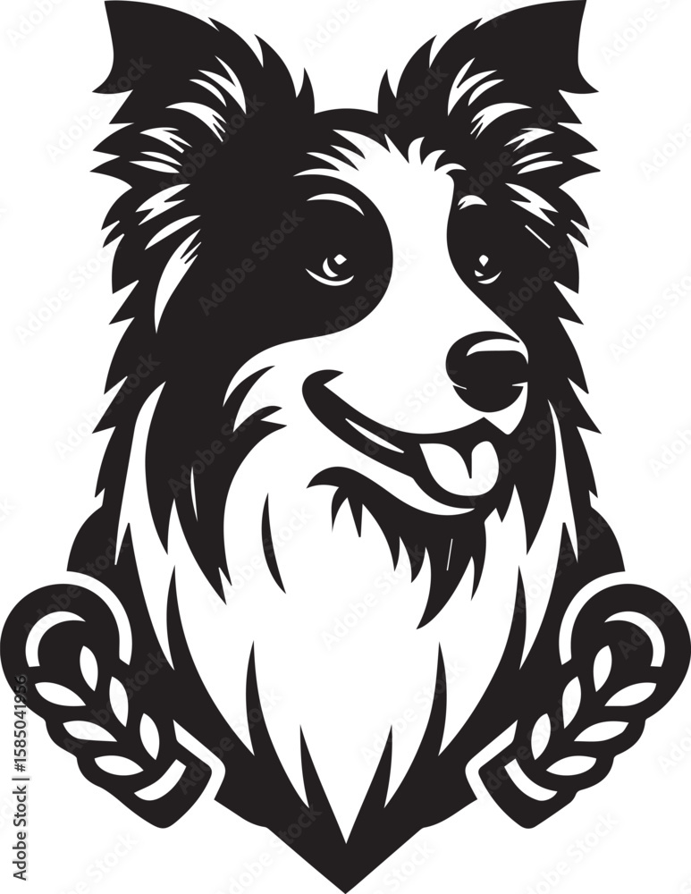Obraz premium Border Collie Dog Vector – Silhouette 
