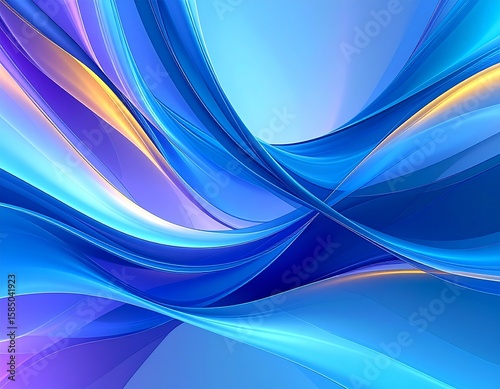 Abstract background illustration, authentic, detailed, Full HD. Focus on a harmonious blend of vibrant blues, deep purples, and soft teals, with subtle hints of iridescent gold. Flowing, organic shape