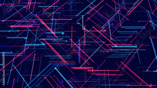 blue red holographic constructions, 3d structures of luminous lines. abstract 3d grids as a high-tech informational looped bg. Sci-fi futuristic background. Technological neon light. Information field