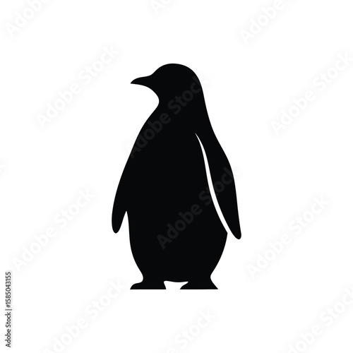 Minimal penguin in side view silhouette, suitable for wildlife, cold climate, or mascot identity