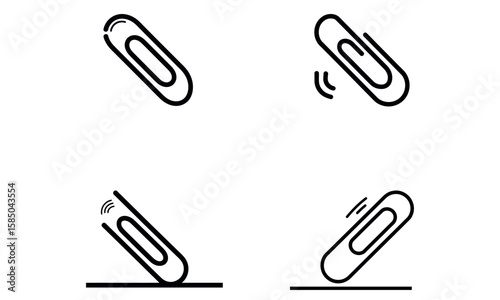 Paperclip icon set in minimal line style for office and stationery design resources
