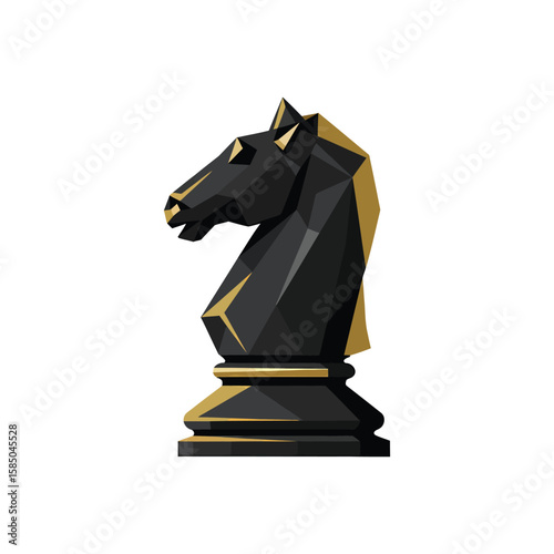 Stylized horse knight from chess, symbolizing strategy, intellect, and tactical precision