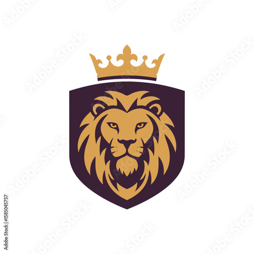 Golden lion with crown, symbolizing royalty, leadership, and noble character—great for premium branding