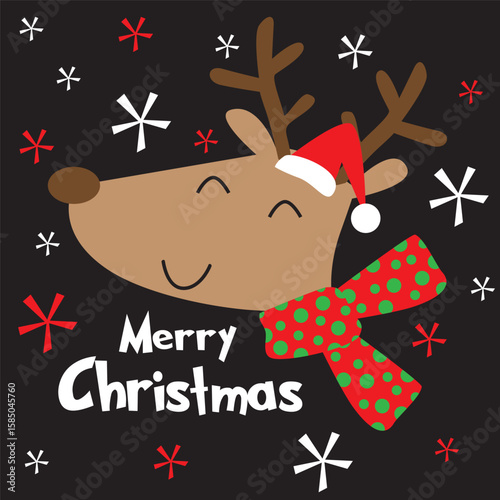 Cute reindeer for christmas card, gift bag or box design