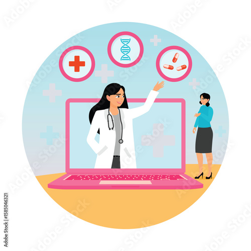 Telehealth. Doctor Demonstrating Telehealth Services and Online Healthcare Assistance.