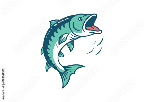A Jumping Fish with Open Mouth Vector