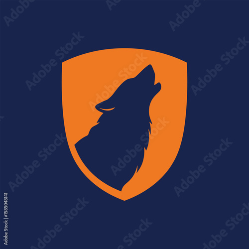 Side view of wolf head inside an orange shield, perfect for gaming, outdoor, or tactical identity