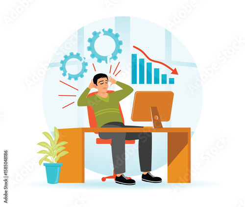 Frustration Concept. Frustrated Office Worker Facing Challenges With Decreasing Performance.