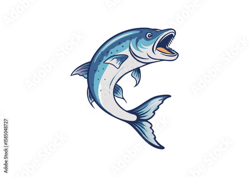 A Jumping Fish with Open Mouth Vector