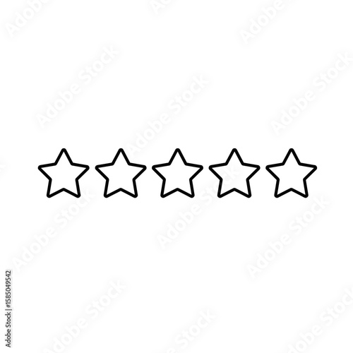 Five outline stars on a white background