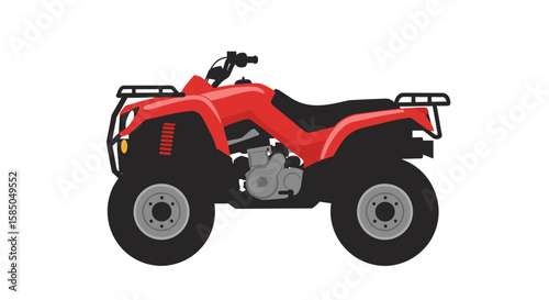 Red quad bike illustration on white background