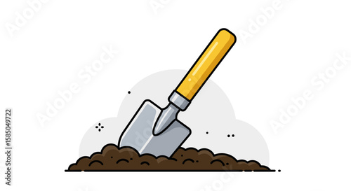 Shovel digging into dark soil