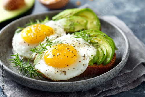 Healthy Breakfast with Avocado and Eggs